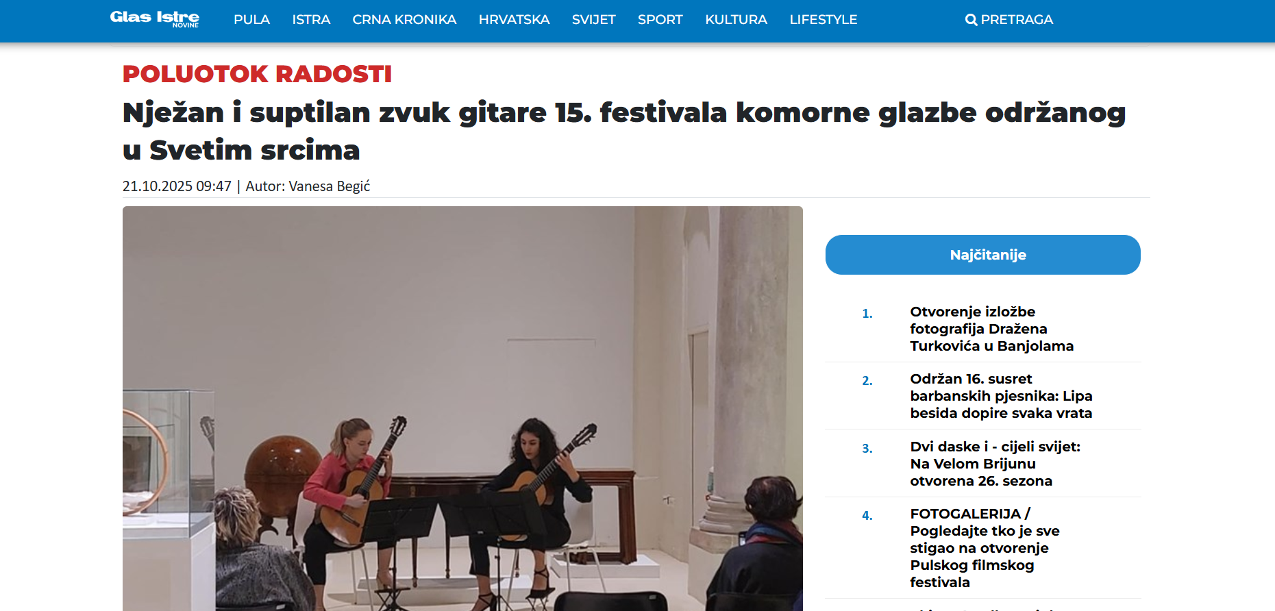 Glas Istre: “Subtle and gentle sound of guitar”
